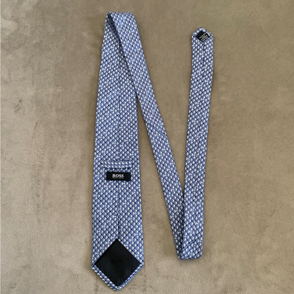Hugo Boss Blue Patterned Men's tie - Picture 2 of 6
